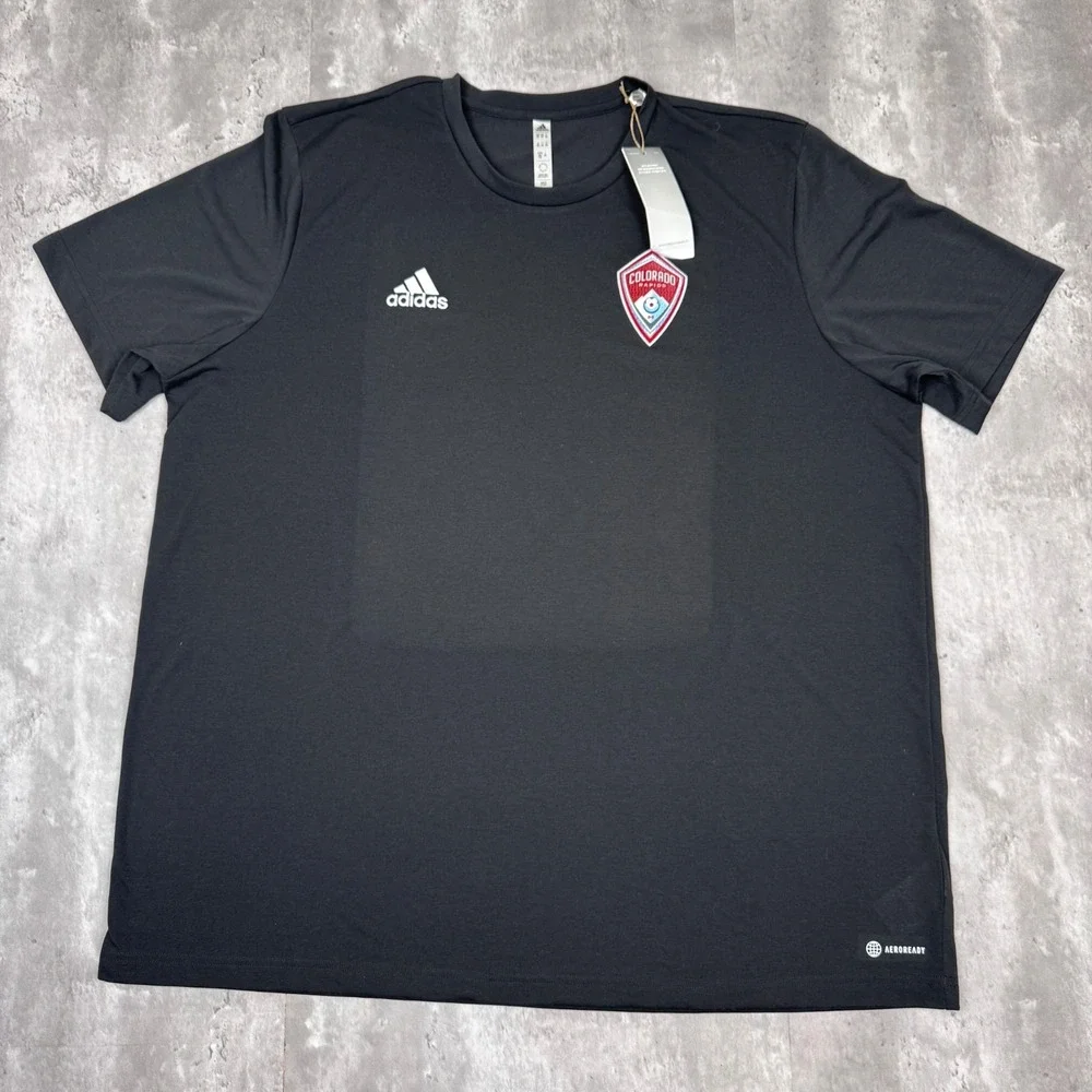 Adidas Colorado Rapids Pregame T-Shirt Mens 2XL Black Aeroready‎ MLS Soccer NWT